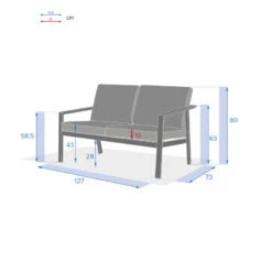 Canapé 2 Places Pavane Graphite Hespéride -Mobilier Pleinair canape 2 places pavane graphite hesperide 3