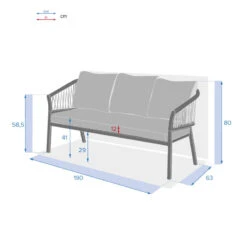 Canapé Extérieur 3 Places Oriengo Anthracite Hespéride -Mobilier Pleinair canape exterieur 3 places oriengo anthracite hesperide 3