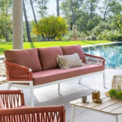 Mobilier Pleinair -Mobilier Pleinair canape exterieur 3 places oriengo brique hesperide 1