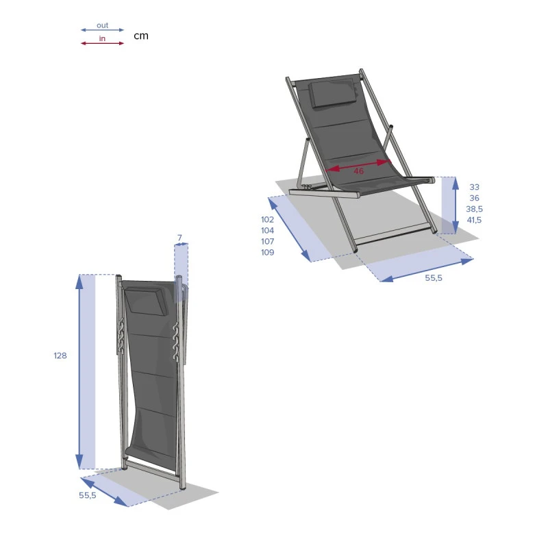 Chilienne Inclinable Honolulu Gris Ardoise Hespéride 7 Chilienne Inclinable Honolulu Gris Ardoise Hespéride – Image 7