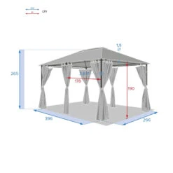 Jeu De 6 Rideaux Gris Ardoise Pour Tonnelle Santorini Et Thira -Mobilier Pleinair jeu de 6 rideaux gris ardoise pour la tonnelle santorini 3 x 4m 2
