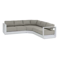 Mobilier Pleinair -Mobilier Pleinair salon d angle 5 places allure gris mineral blanc hesperide 1