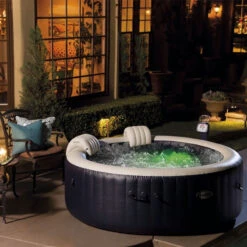 Spa Gonflable 6 Places Bulles Et Leds Blue Navy Intex -Mobilier Pleinair spa gonflable bulles et leds 6 places blue navy intex 3