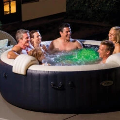 Spa Gonflable 6 Places Bulles Et Leds Blue Navy Intex -Mobilier Pleinair spa gonflable bulles et leds 6 places blue navy intex 5