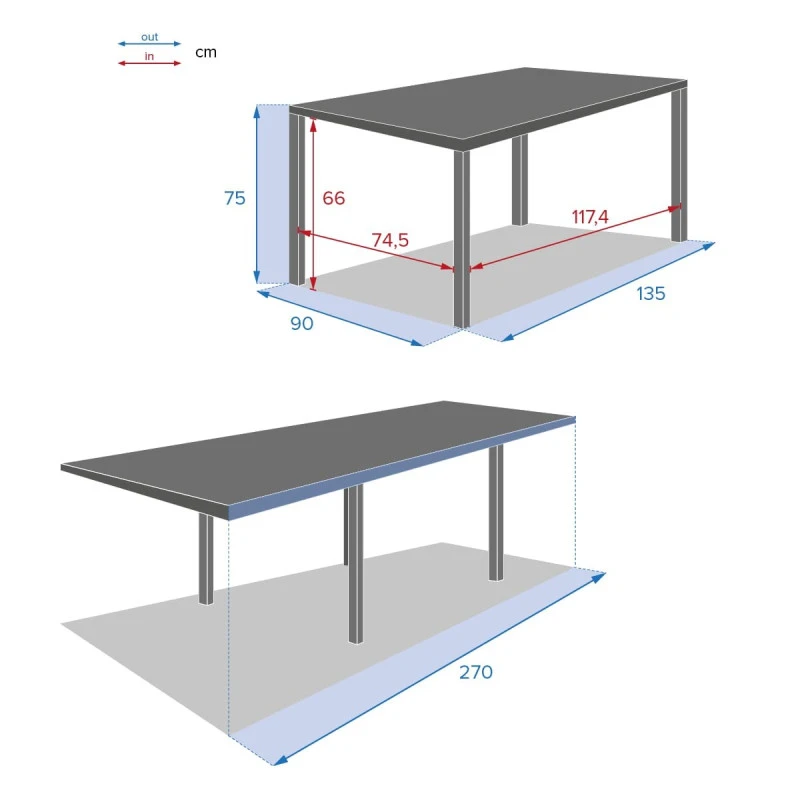 Table Rectangulaire Extensible Piazza 10 P. Graphite Hespéride 6 Table Rectangulaire Extensible Piazza 10 P. Graphite Hespéride – Image 6