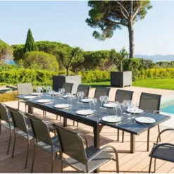 Table Rectangulaire Extensible Piazza 12 P. Graphite Hespéride -Mobilier Pleinair table rectangulaire extensible piazza 12 personnes graphite hesperide 5