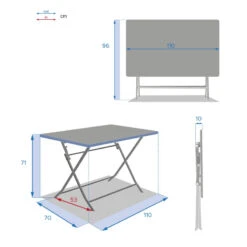 Table Rectangulaire Pliante Greensboro 4p Graphite Hespéride -Mobilier Pleinair table rectangulaire greensboro 110x70cm graphite hesperide 5