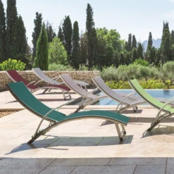 Transat Samba Pliable Et Empilable Bordeaux Hespéride -Mobilier Pleinair transat samba bordeaux hesperide 6