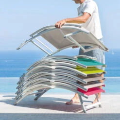 Transat Samba Pliable Et Empilable Gris Ardoise Hespéride -Mobilier Pleinair transat samba pliable et empilable gris ardoise hesperide 8